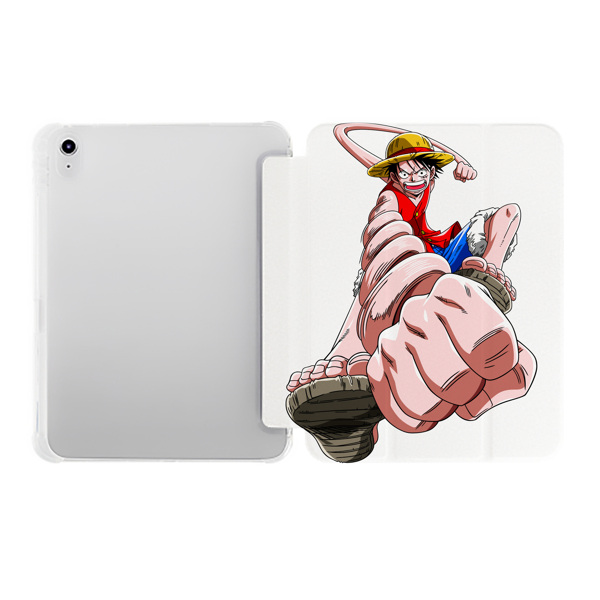 （画像用） ワンピース モンキー・D・ルフィ ONE PIECE Monkey D. Luffy IPad ケース ペン収納付き 三つ折りスタンド PUレザー×シリコン 対応機種9.5/10.5/10.9インチ